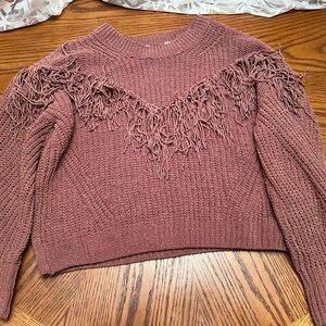 Fringed Brown Sweater